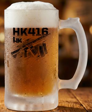 Půllitr skleněný 500 ml. s motivem HK-416, matné sklo