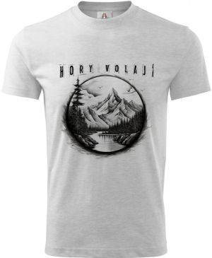 Dětské triko Basic s motivem Hory volají, V20, světle šedý melír