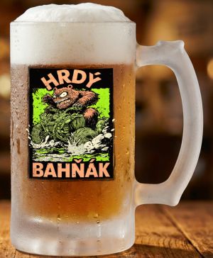 Půllitr skleněný 500 ml. s motivem Hrdý bahňák, matné sklo