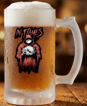 Půllitr skleněný 500 ml. s motivem In Flames, matné sklo