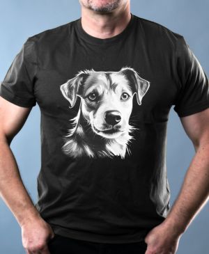 Nejoblíbenější pánské Triko Basic s motivem Jack-russell teriér, bílý tisk, černá