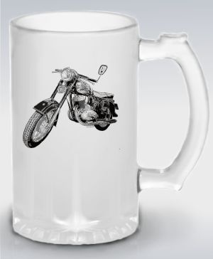 Půllitr skleněný 500 ml. s motivem Jawa 250 typ 559 “Panelka”, v8