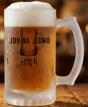Půllitr skleněný 500 ml. s motivem Jdu na jedno – půllitr, matné sklo