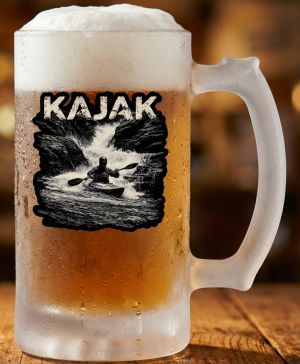 Půllitr skleněný 500 ml. s motivem Kajak, matné sklo