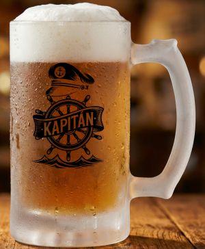 Půllitr skleněný 500 ml. s motivem Kapitán, matné sklo