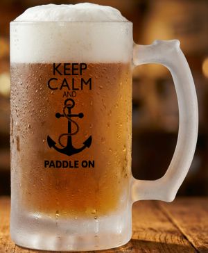 Půllitr skleněný 500 ml. s motivem Keep Calm and Paddle on, matné sklo