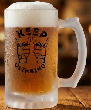 Půllitr skleněný 500 ml. s motivem Keep Climbing V1, matné sklo