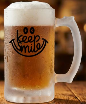 Půllitr skleněný 500 ml. s motivem Keep Smile, matné sklo