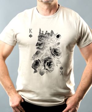 Nejoblíbenější pánské Triko Basic s motivem King, černý tisk, ledově šedá