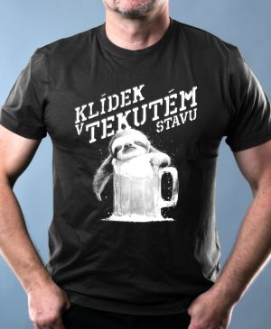 Nejoblíbenější pánské Triko Basic s motivem Klídek v tekutém stavu, bílý tisk, černá