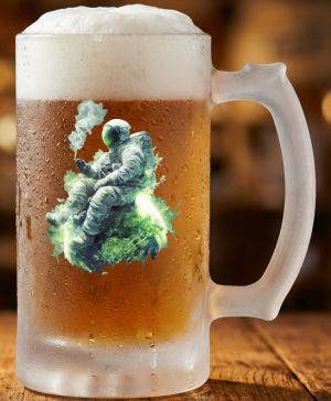Půllitr skleněný 500 ml. s motivem Kosmický chill, matné sklo