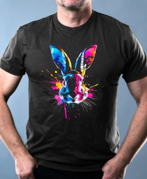 Nejoblíbenější pánské Triko Basic s motivem Králík splatter, černá