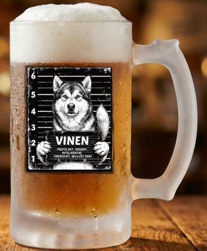 Půllitr skleněný 500 ml. s motivem Malamut, matné sklo