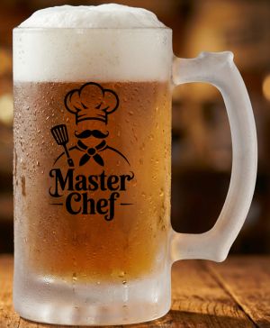 Půllitr skleněný 500 ml. s motivem Master Chef, matné sklo