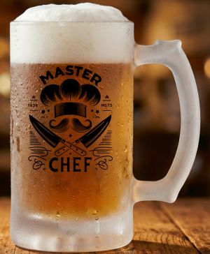 Půllitr skleněný 500 ml. s motivem Master Chef,V2, matné sklo