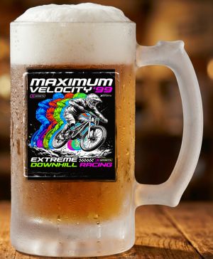 Půllitr skleněný 500 ml. s motivem Maximum Velocity 99, matné sklo