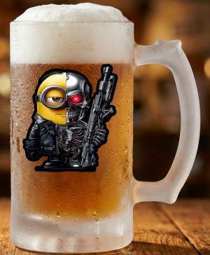 Půllitr skleněný 500 ml. s motivem Mimoňátor, matné sklo