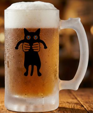 Půllitr skleněný 500 ml. s motivem Minimalistická Kočka, matné sklo