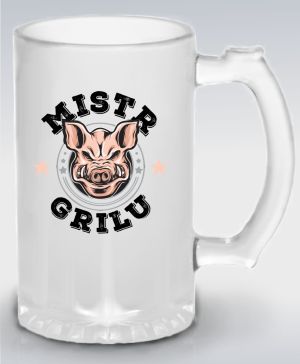 Půllitr skleněný 500 ml. s motivem Mistr grilu