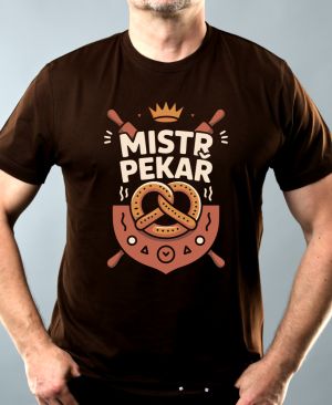 Nejoblíbenější pánské Triko Basic s motivem Mistr pekař, kávová