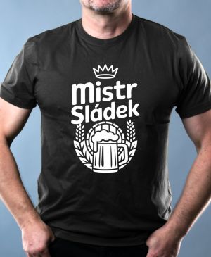 Nejoblíbenější pánské Triko Basic s motivem Mistr sládek, bílý tisk, černá