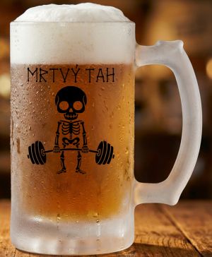Půllitr skleněný 500 ml. s motivem Mrtvý Tah, matné sklo
