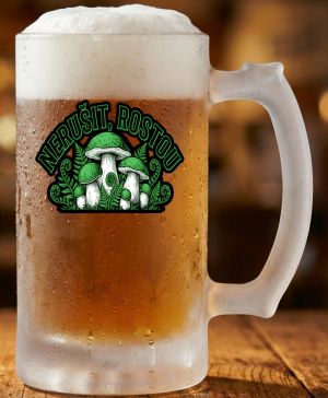 Půllitr skleněný 500 ml. s motivem Nerušit rostou, matné sklo