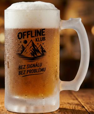Půllitr skleněný 500 ml. s motivem Offline Klub, matné sklo