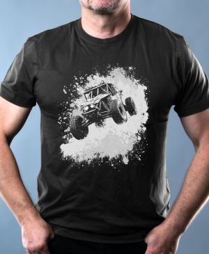 Nejoblíbenější pánské Triko Basic s motivem Offroad buggy, bílý tisk, černá
