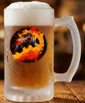 Půllitr skleněný 500 ml. s motivem Offroad buggy, matné sklo