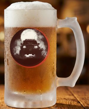 Půllitr skleněný 500 ml. s motivem OFFROAD CHEROKEE, matné sklo