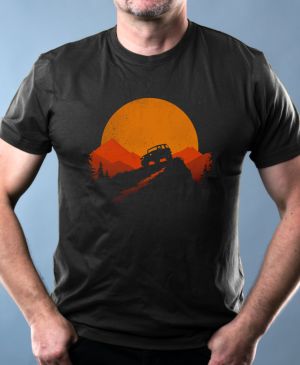 Nejoblíbenější pánské Triko Basic s motivem Offroad západ, černá