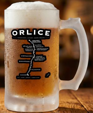 Půllitr skleněný 500 ml. s motivem Orlice, vodácká mapa, matné sklo