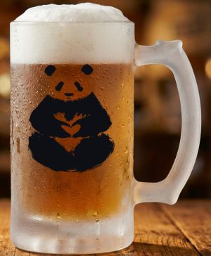 Půllitr skleněný 500 ml. s motivem Panda srdce, matné sklo