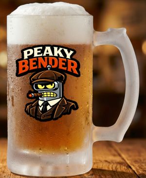 Půllitr skleněný 500 ml. s motivem Peaky Bender, matné sklo