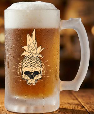 Půllitr skleněný 500 ml. s motivem Pineapple skull, matné sklo