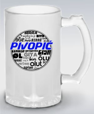 Půllitr skleněný 500 ml. s motivem Pivopič