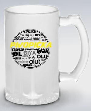 Půllitr skleněný 500 ml. s motivem Pivopička