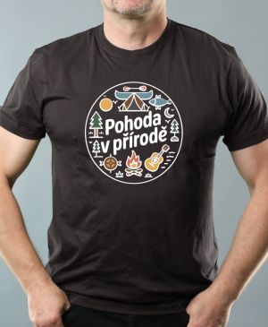 Nejoblíbenější pánské Triko Basic s motivem Pohoda v Přírodě, ebony gray