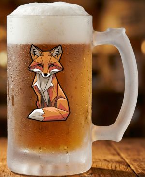 Půllitr skleněný 500 ml. s motivem Polygon Liška, matné sklo
