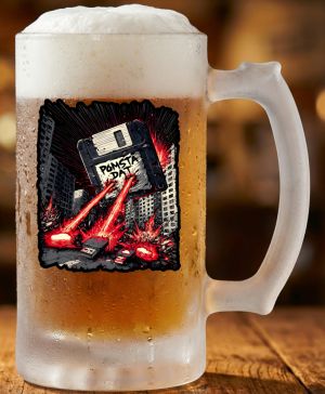 Půllitr skleněný 500 ml. s motivem Pomsta dat, V2, matné sklo