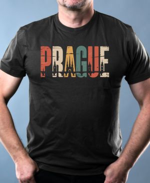 Nejoblíbenější pánské Triko Basic s motivem Prague, černá