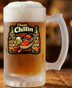 Půllitr skleněný 500 ml. s motivem Prostě Chillin, matné sklo