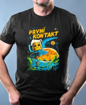 Nejoblíbenější pánské Triko Basic s motivem První kontakt, černá