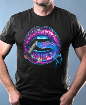 Nejoblíbenější pánské Triko Basic s motivem Psychedelické rty, černá
