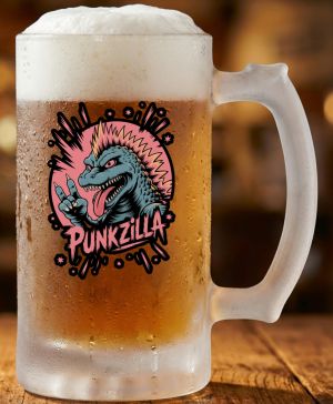 Půllitr skleněný 500 ml. s motivem Punkzilla, matné sklo
