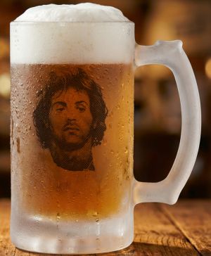 Půllitr skleněný 500 ml. s motivem Rambo, V1, matné sklo