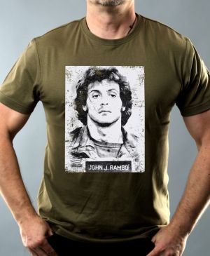 Nejoblíbenější pánské Triko Basic s motivem Rambo, V3, khaki