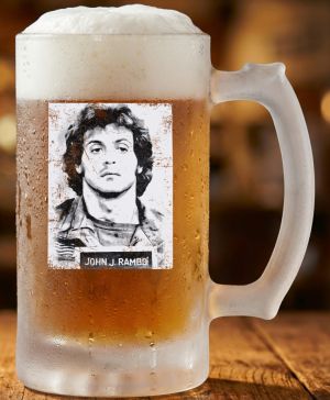 Půllitr skleněný 500 ml. s motivem Rambo, V3, matné sklo