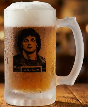 Půllitr skleněný 500 ml. s motivem Rambo, V4, matné sklo